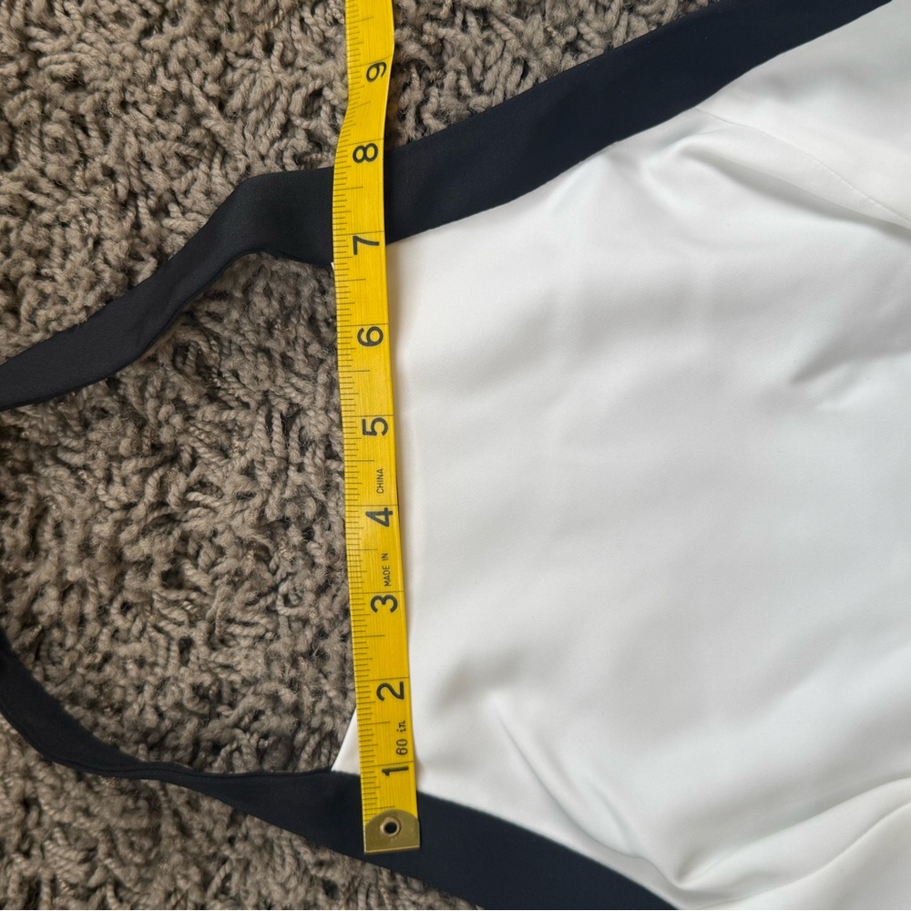 BCBGMAXAZRIA Size 8 White Black Colorblock Cutout Halter Mini Dress NWT - Picture 8 of 9